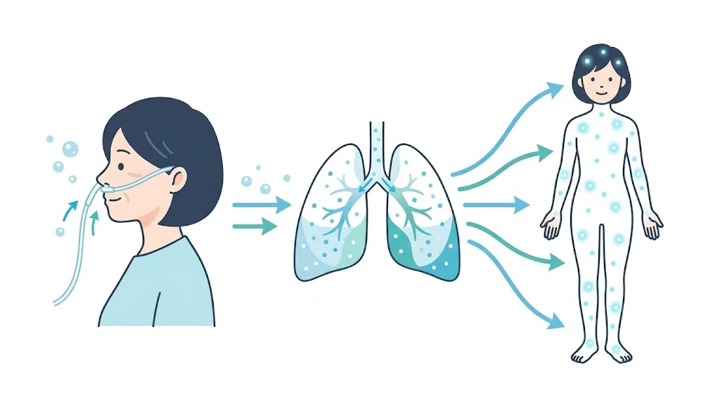 水素吸引療法の流れを示した図解イメージ