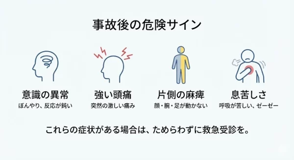 横須賀市の交通事故後に注意したい危険サインをまとめた図解