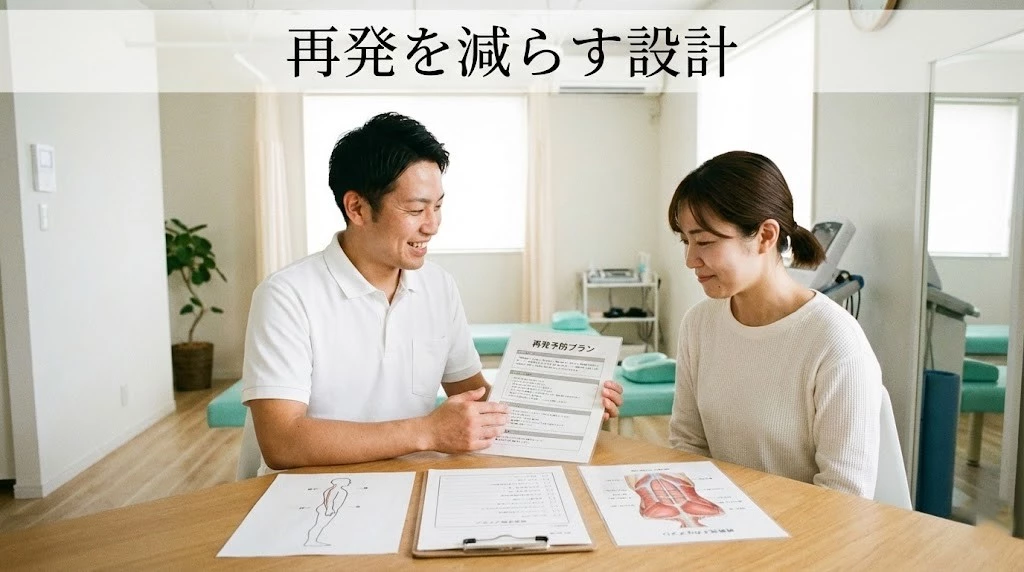 腰痛 再発予防の設計 横須賀市 腰痛 再発予防の計画を説明するカウンセリング風景 鍼灸整骨院ひまわり北久里浜院 鍼灸整骨院ひまわり衣笠院