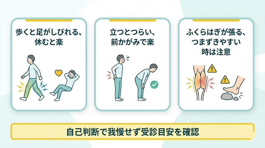 脊柱管狭窄症で出やすい症状を整理した図解 横須賀市