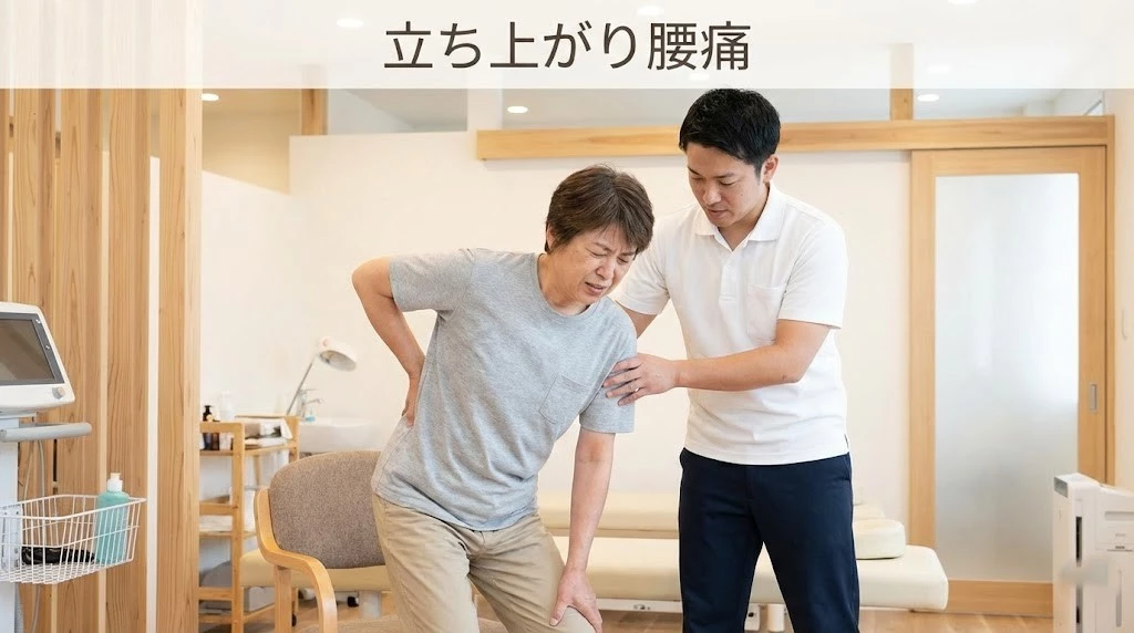 横須賀市 立ち上がりで腰が痛い人の相談風景 鍼灸整骨院ひまわり北久里浜院 鍼灸整骨院ひまわり衣笠院