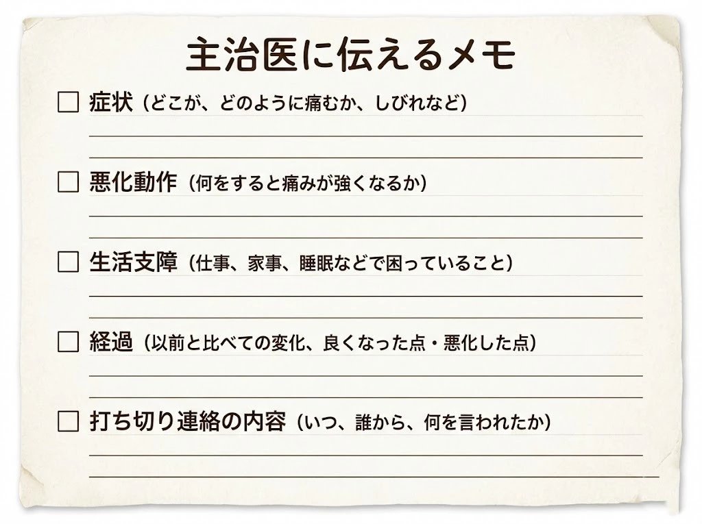 横須賀市 交通事故施術費の打ち切り 医師への依頼メモの作り方