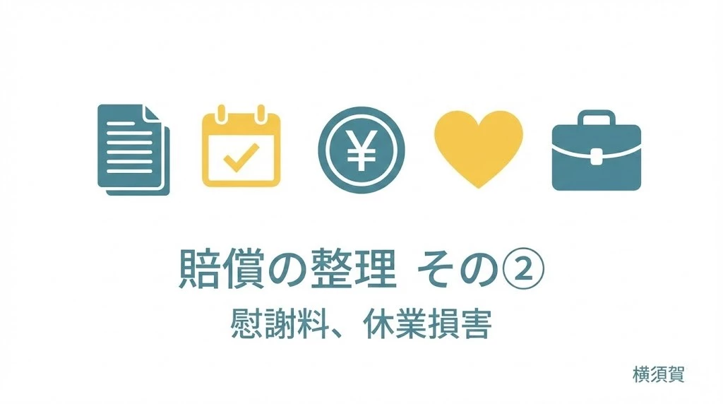 横須賀市の交通事故の賠償その②慰謝料と休業損害を整理するイメージ