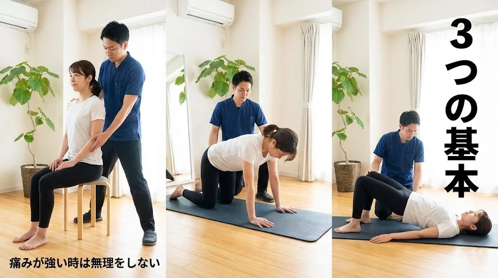 横須賀市 腰痛体操 3つの基本動作 鍼灸整骨院ひまわり北久里浜院 鍼灸整骨院ひまわり衣笠院