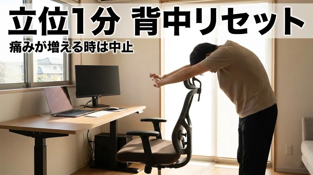 横須賀市 背中ストレッチ 立位 1分 腰に負担をためないコツ 鍼灸整骨院ひまわり