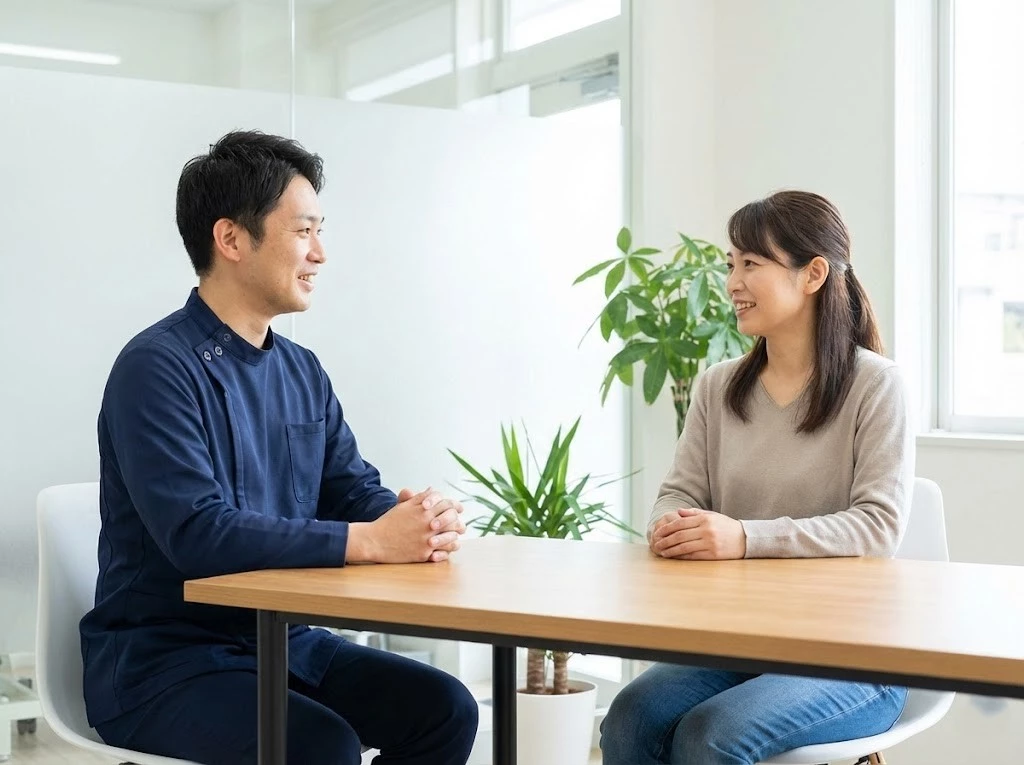 交通事故後の通院相談を行うイメージ図