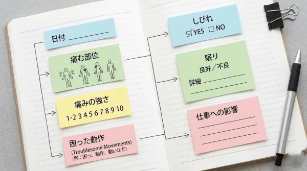 横須賀市の追突事故の通院例 症状メモと通院記録の書き方イメージ 鍼灸整骨院ひまわり北久里浜院・衣笠院