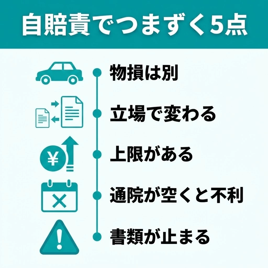 横須賀市の自賠責保険で起きやすい勘違いポイントを整理した図