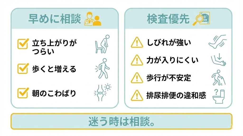 変形性腰椎症で受診を考える目安チェック表 横須賀市
