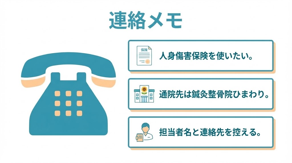 保険会社への連絡で伝える要点を示す図解