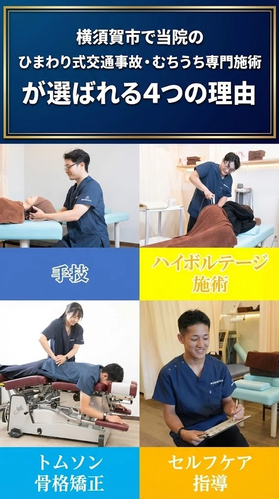 横須賀市 交通事故 施術メニュー 4種類 図