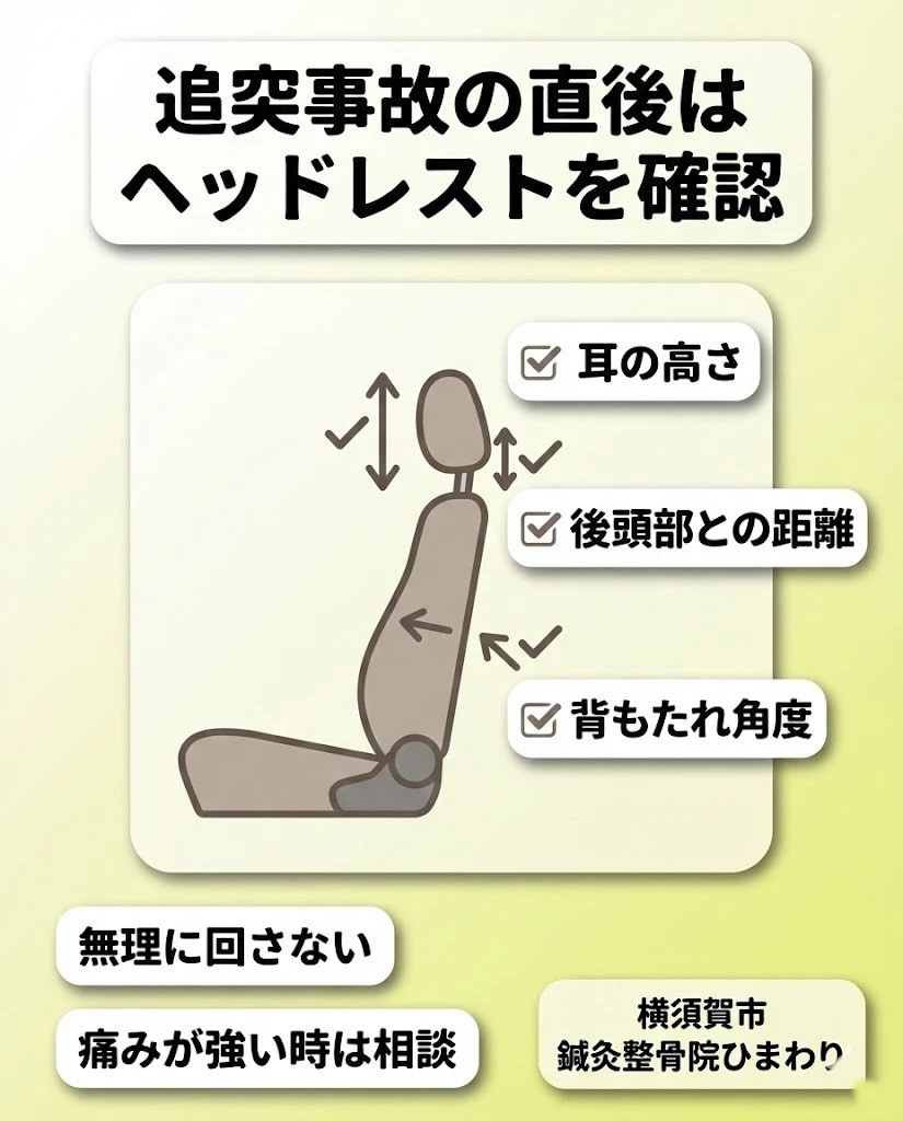 横須賀市 追突事故 首の負担を減らすヘッドレスト調整の図解 鍼灸整骨院ひまわり