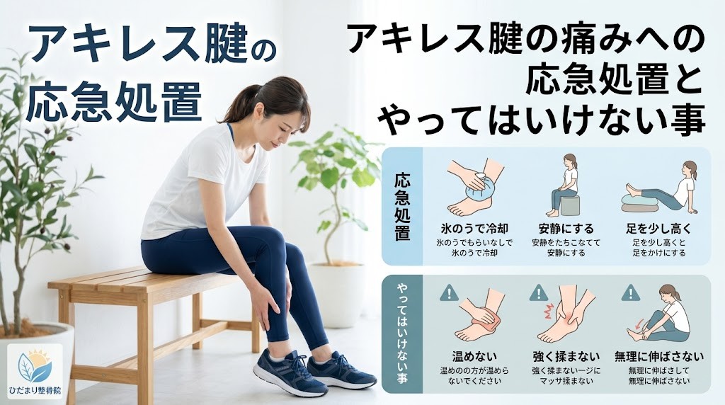 横須賀市でアキレス腱の痛みへの応急処置とやってはいけないことを解説する記事のアイキャッチ画像