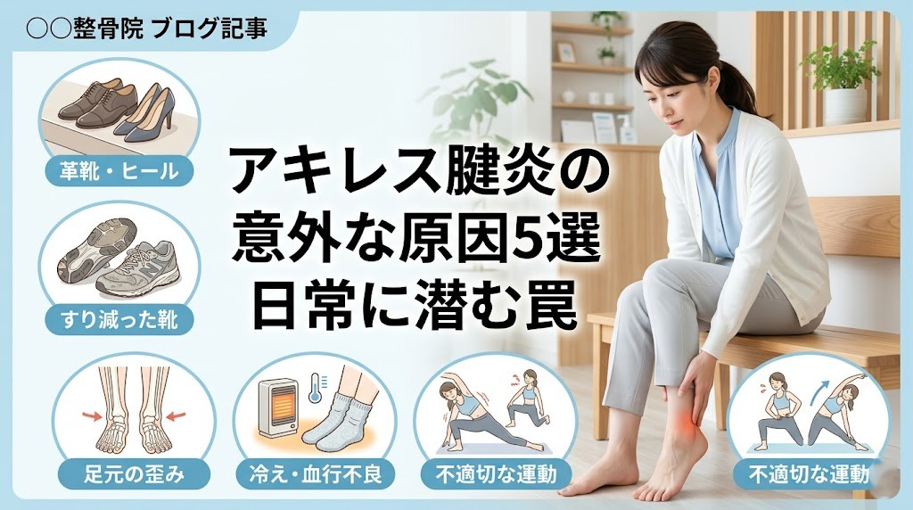 横須賀市でアキレス腱炎の意外な原因5選を解説する記事のアイキャッチ画像
