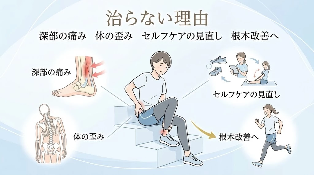 横須賀市で治らないアキレス腱炎の背景と対処法を紹介するヒーロー画像