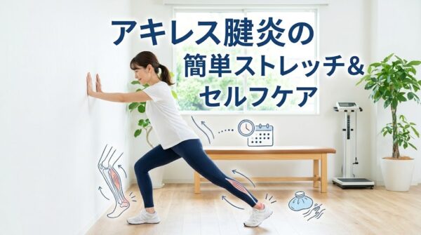 横須賀市でアキレス腱炎のストレッチとセルフケアを解説する記事のアイキャッチ画像