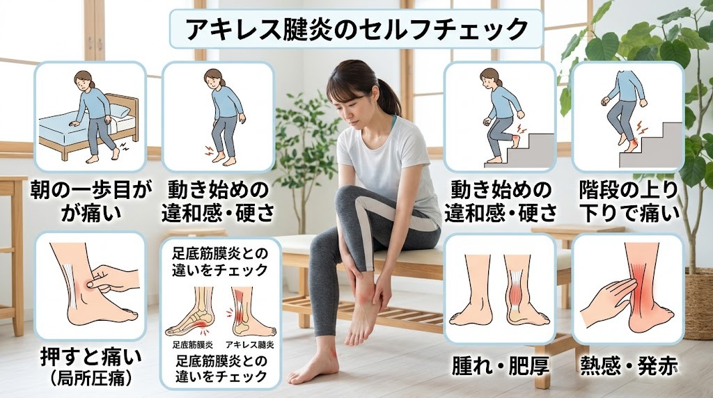 横須賀市でアキレス腱炎の症状チェックリストを解説する記事のアイキャッチ画像
