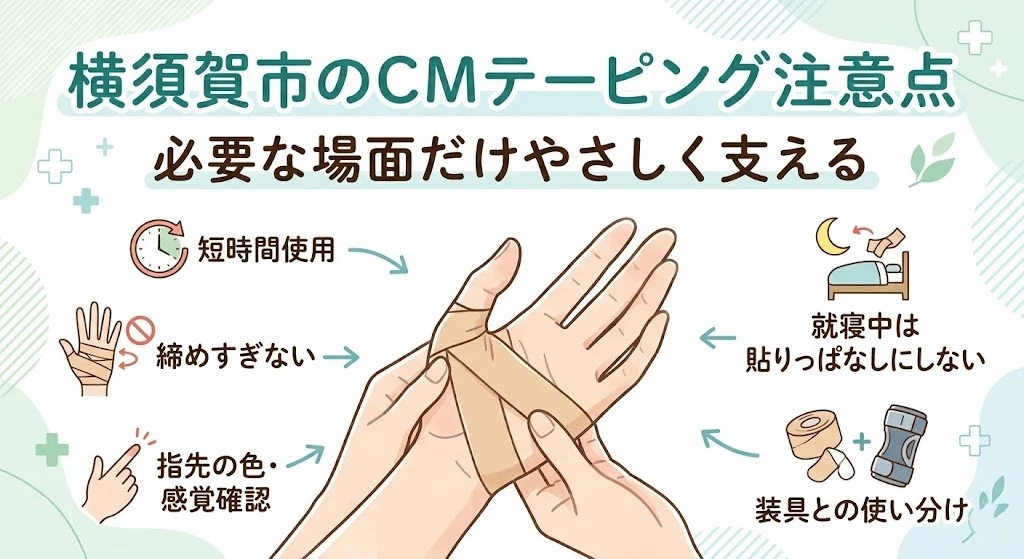 横須賀市で母指CMテーピングの注意点や安全な使い方を知りたい方へ向けたヒーロー画像