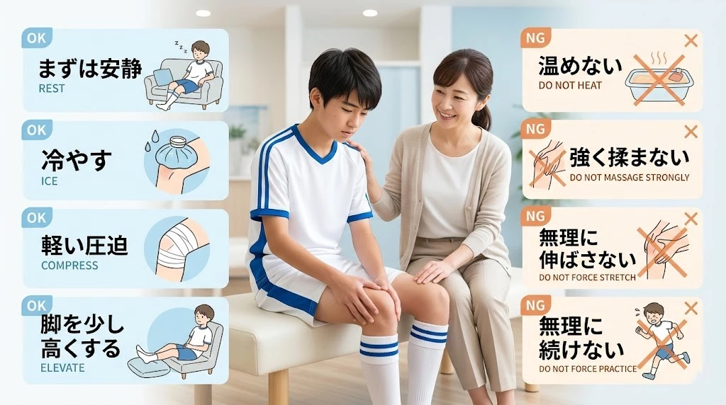横須賀市でオスグッドの痛みが出た時の応急処置と避けたい行動を紹介するヒーロー画像
