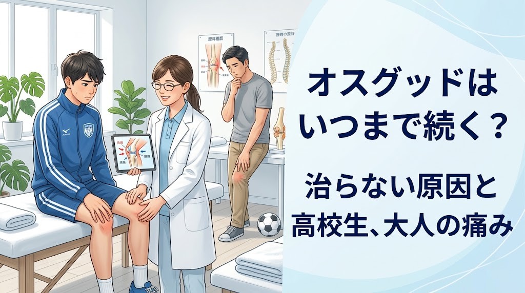 横須賀市で治らないオスグッドの原因と高校生や大人の膝の痛みを解説する記事のアイキャッチ画像