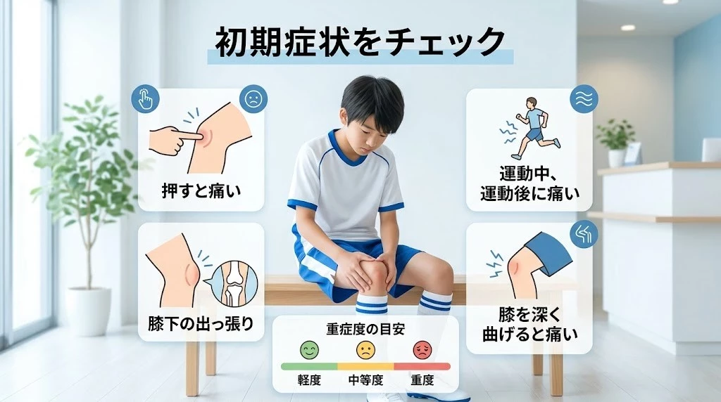 横須賀市でオスグッドの初期症状と重症度のセルフチェックを紹介するヒーロー画像