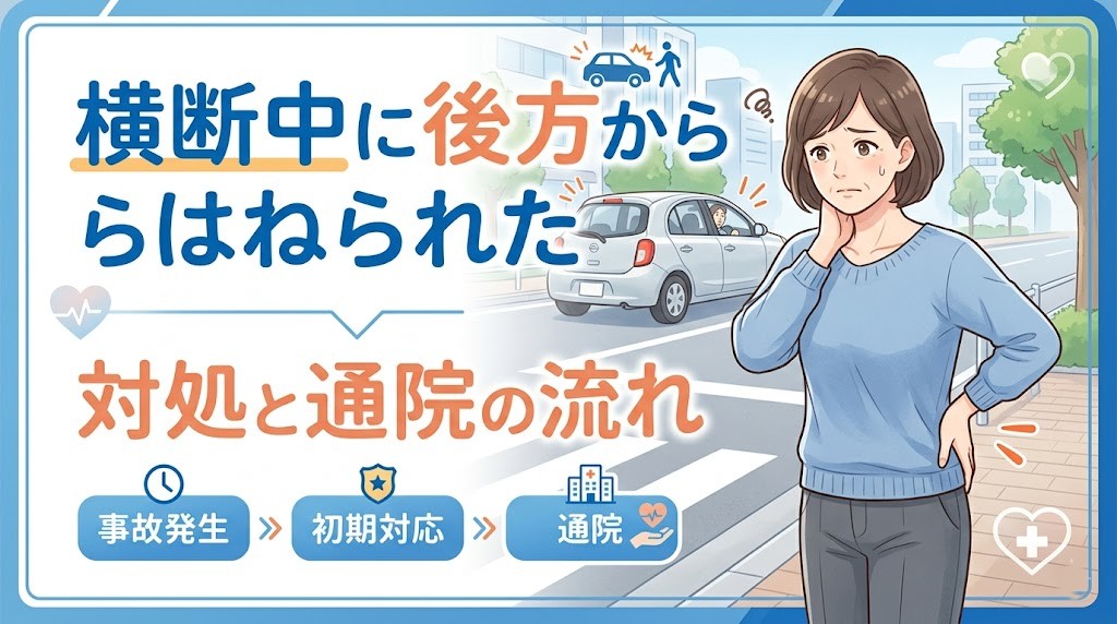 横須賀市で横断中に後方からはねられた歩行者事故の対処を解説するアイキャッチ画像