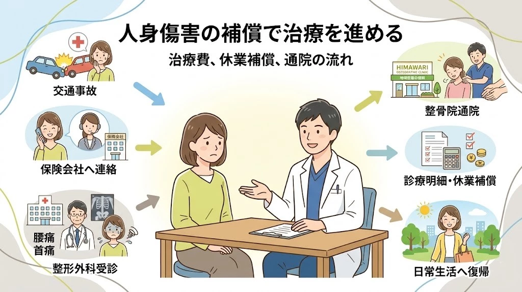 横須賀市で人身傷害保険の補償を使った治療と通院の流れを紹介するヒーロー画像