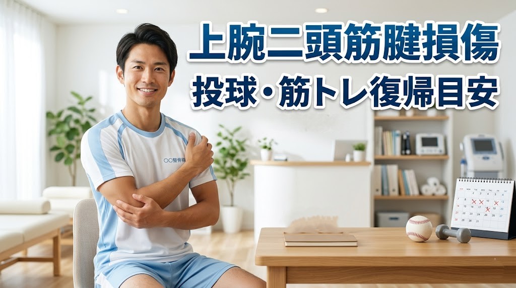 横須賀市で上腕二頭筋腱損傷の投球復帰と筋トレ復帰目安を解説する鍼灸整骨院ひまわりのアイキャッチ画像