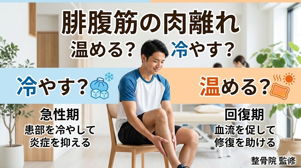 横須賀市で腓腹筋の肉離れの温める冷やす使い分けを解説する鍼灸整骨院ひまわりのアイキャッチ画像