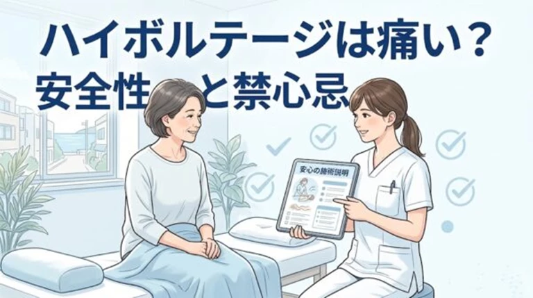 横須賀市でハイボルテージ施術の安全性と禁忌を案内するアイキャッチ画像