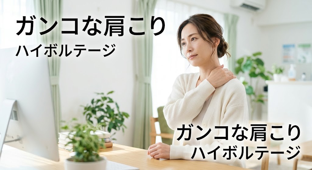 横須賀市でガンコな肩こりに悩む方へ向けたハイボルテージ施術のイメージ