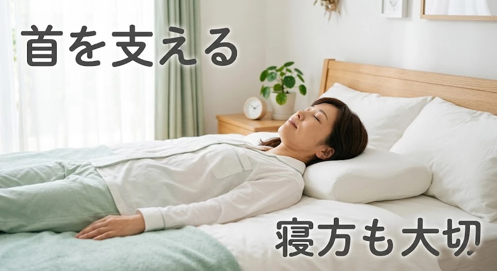 横須賀市で肩こりを悪化させにくい寝方を示すイメージ