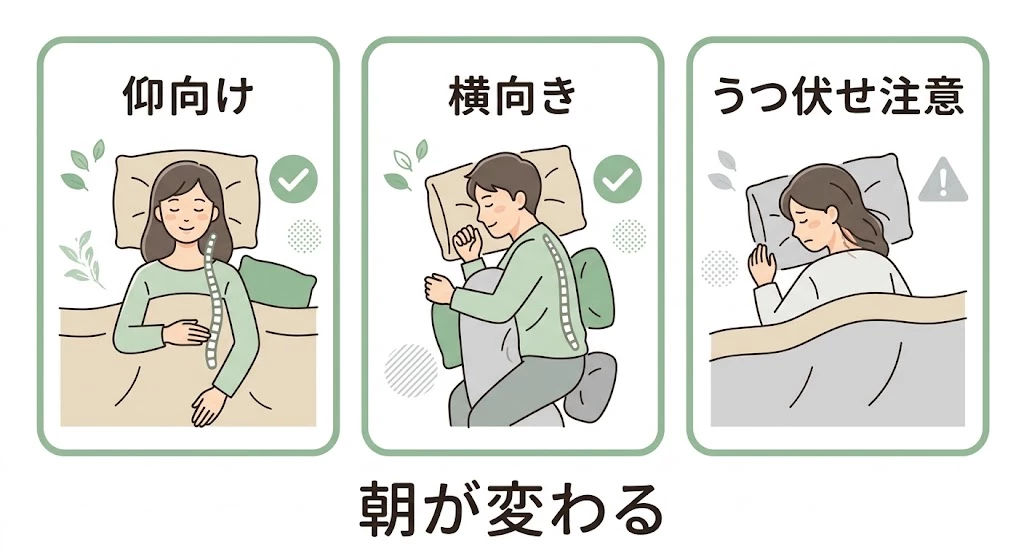 肩こりを悪化させにくい寝姿勢を示した図