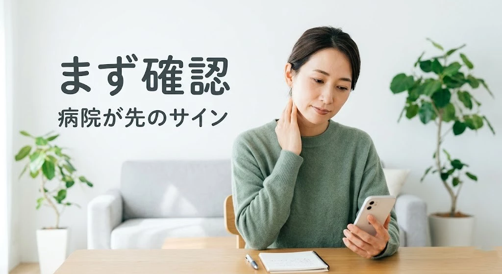 肩こりの危険サインを確認する 横須賀市で肩こりの危険サインを落ち着いて確認するイメージ