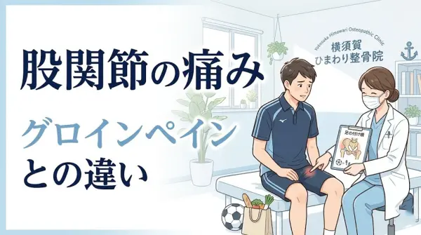 横須賀市で股関節の痛みとグロインペインの違いを案内するアイキャッチ画像