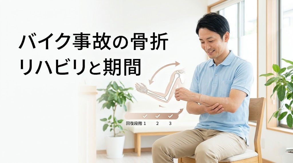 横須賀市でバイク事故後の骨折リハビリと回復期間の目安を分かりやすく伝えるアイキャッチ画像