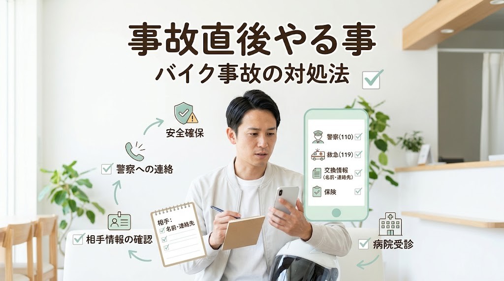 横須賀市でバイク事故直後にやるべき対処法を分かりやすく伝えるアイキャッチ画像