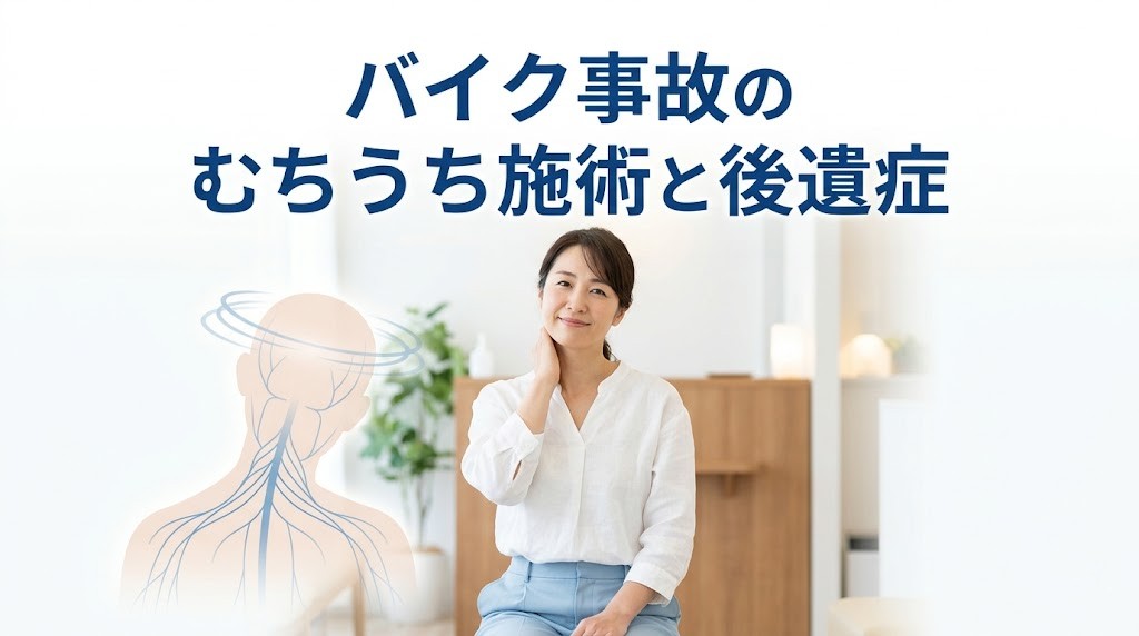 横須賀市でバイク事故後のむちうち施術と後遺症の不安を分かりやすく伝えるアイキャッチ画像