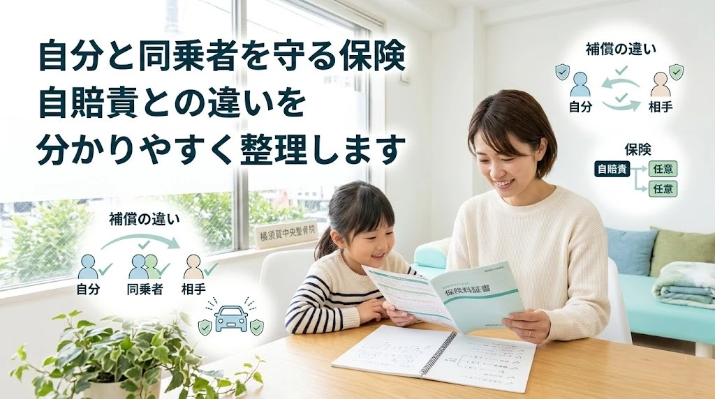 横須賀市で人身傷害保険と自賠責保険の違いや使い方を分かりやすく伝えるヒーロー画像
