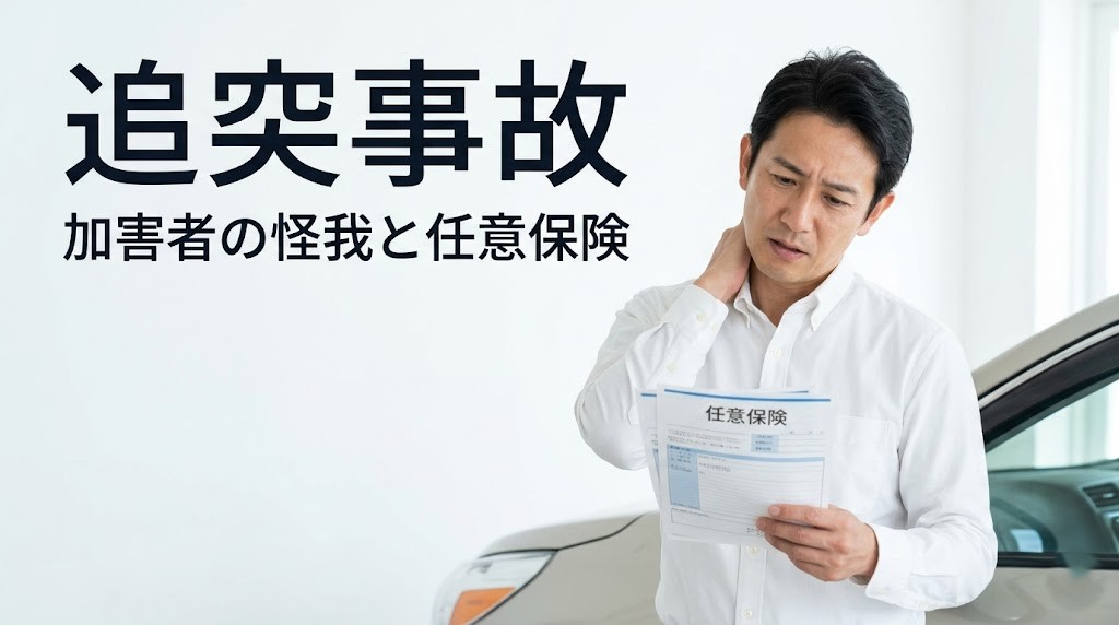 横須賀市で追突事故の加害者となり、ご自身の怪我と任意保険の利用について悩む方をイメージしたアイキャッチ画像