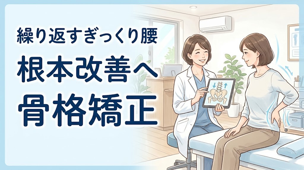 横須賀市で繰り返すぎっくり腰の根本改善と骨格矯正を解説する記事のアイキャッチ画像
