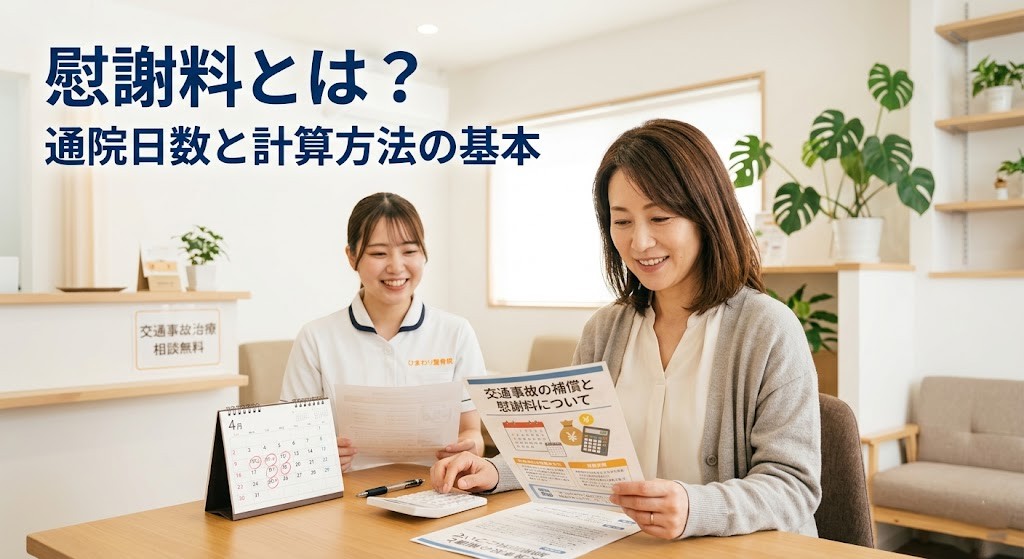 横須賀市で交通事故の慰謝料と通院日数や計算方法の基本を分かりやすく伝えるアイキャッチ画像
