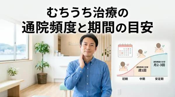 横須賀市でむちうち治療の通院頻度と期間の目安を分かりやすく伝えるアイキャッチ画像