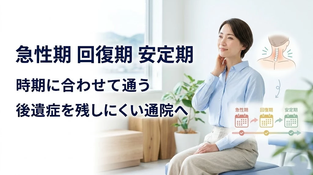 横須賀市でむちうち治療の回復段階ごとの通院目安を分かりやすく伝えるヒーロー画像