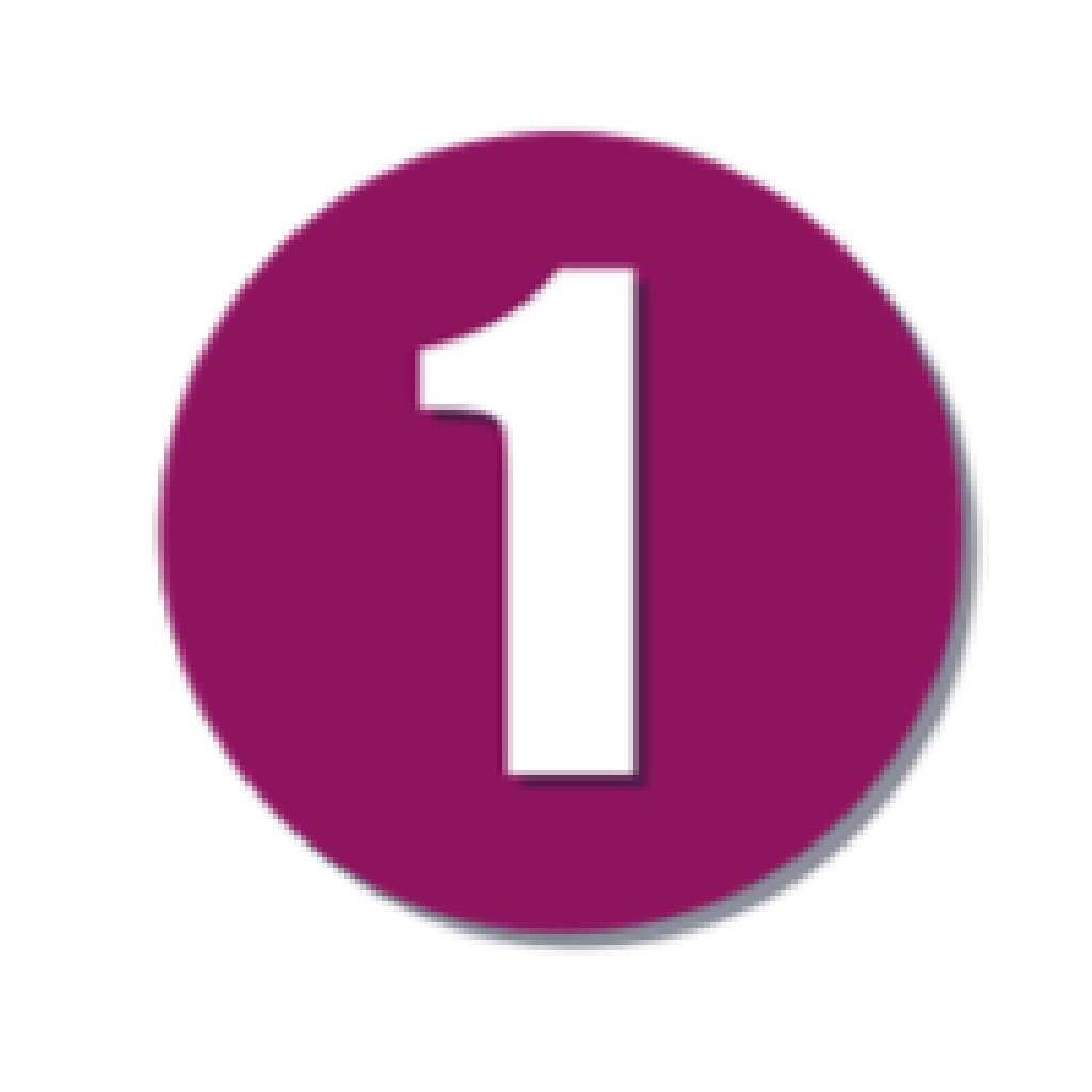 ステップ1 ご予約・ご相談を示す、白い数字1が入った丸い紫色のアイコン画像