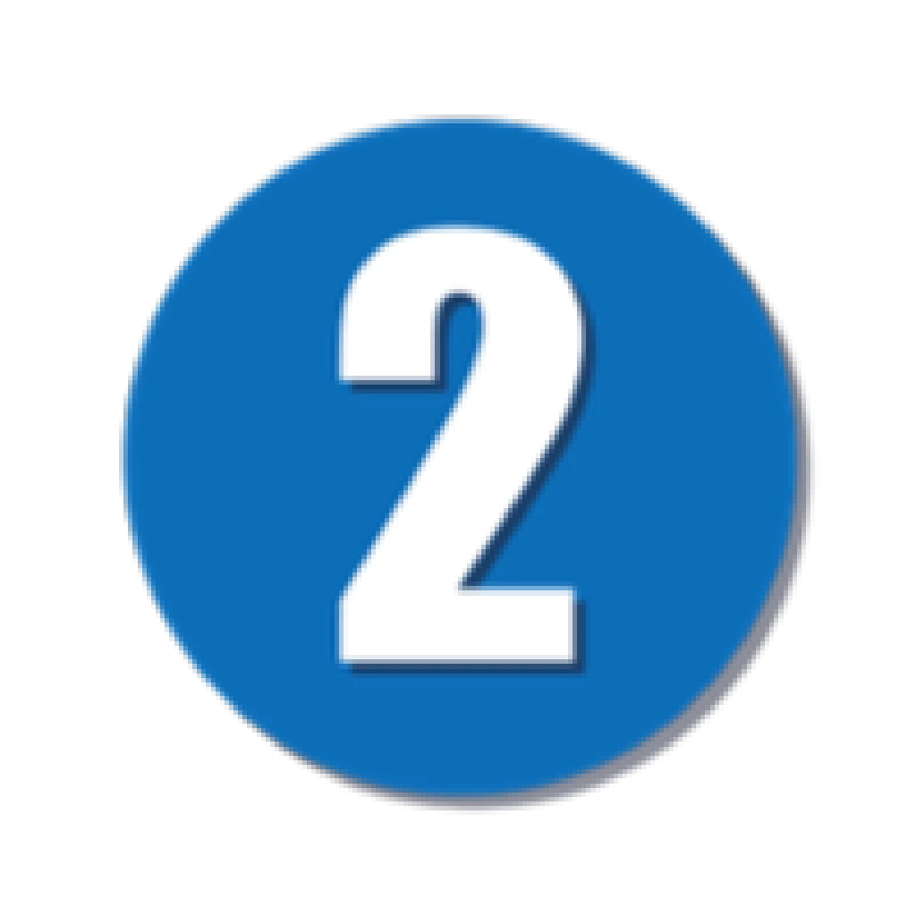 ステップ2 事故状況とお体のチェックを示す、白い数字2が入った丸い青色のアイコン画像