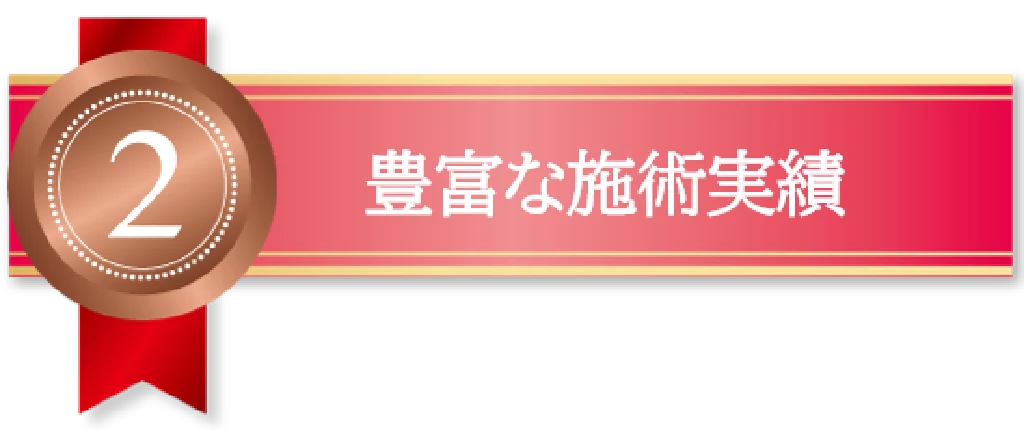理由二　豊富な施術実績という文字の入ったリボンバナー