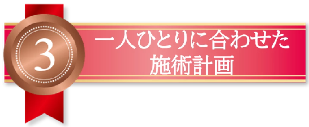 理由三　一人ひとりに合わせた施術計画という文字の入ったリボンバナー