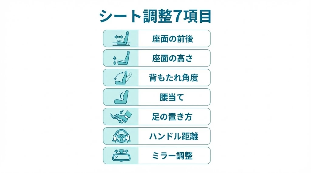 横須賀市 運転 腰痛 シート調整 7項目セルフチェック