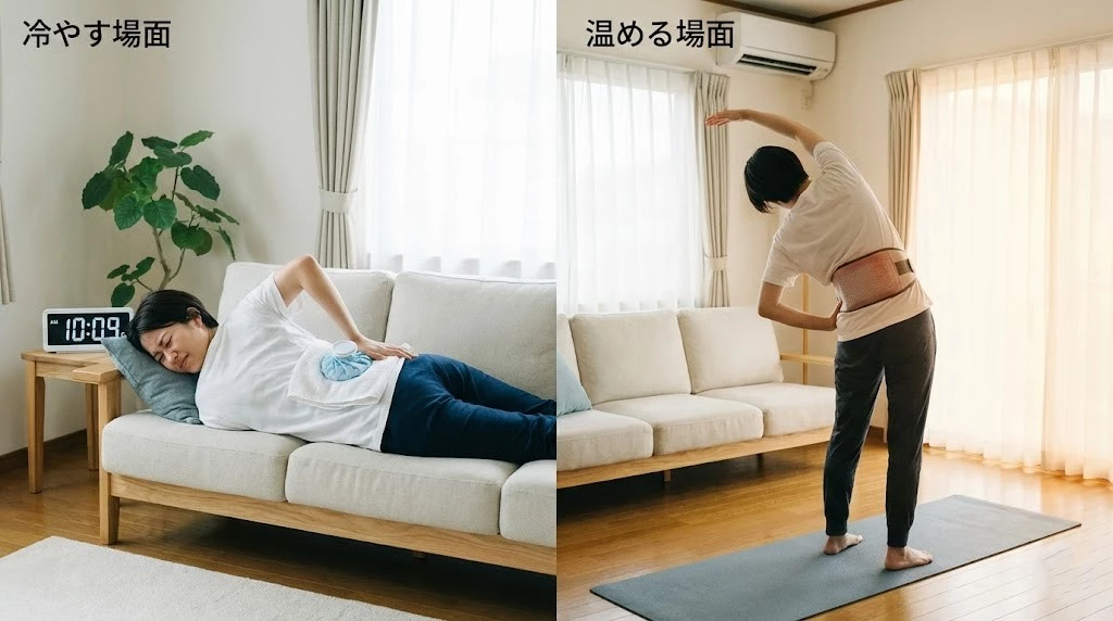 横須賀市 腰痛 温める 冷やす 入浴 カイロ 氷のう 注意点